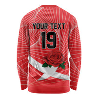 England Rugby Custom Long Sleeve Shirt English Red Rose Champions - Red