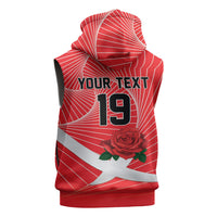 England Rugby Custom Sleeveless Hoodie English Red Rose Champions - Red