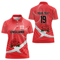 England Rugby Custom Women Polo Shirt English Red Rose Champions - Red