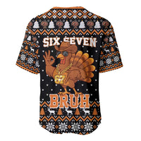Thanksgiving Turkey Six Seven Bruh Baseball Jersey Meme Gen Alpha Slang - Wonder Print Shop