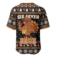 Thanksgiving Turkey Six Seven Bruh Baseball Jersey Meme Gen Alpha Slang - Wonder Print Shop