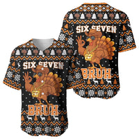 Thanksgiving Turkey Six Seven Bruh Baseball Jersey Meme Gen Alpha Slang - Wonder Print Shop