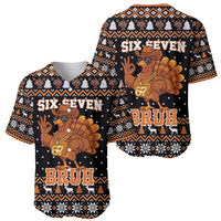 Thanksgiving Turkey Six Seven Bruh Baseball Jersey Meme Gen Alpha Slang - Wonder Print Shop