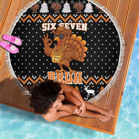 Thanksgiving Turkey Six Seven Bruh Beach Blanket Meme Gen Alpha Slang - Wonder Print Shop