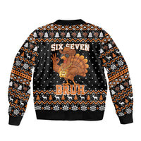 Thanksgiving Turkey Six Seven Bruh Bomber Jacket Meme Gen Alpha Slang - Wonder Print Shop