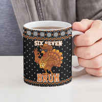 Thanksgiving Turkey Six Seven Bruh Ceramic Mug Meme Gen Alpha Slang - Wonder Print Shop