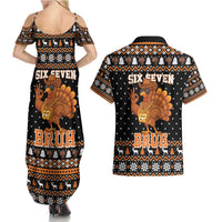 Thanksgiving Turkey Six Seven Bruh Couples Matching Summer Maxi Dress and Hawaiian Shirt Meme Gen Alpha Slang - Wonder Print Shop