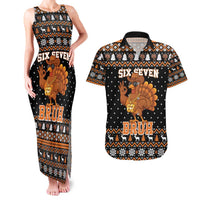 Thanksgiving Turkey Six Seven Bruh Couples Matching Tank Maxi Dress and Hawaiian Shirt Meme Gen Alpha Slang - Wonder Print Shop