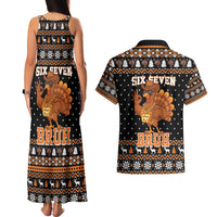 Thanksgiving Turkey Six Seven Bruh Couples Matching Tank Maxi Dress and Hawaiian Shirt Meme Gen Alpha Slang - Wonder Print Shop