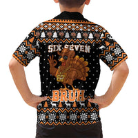 Thanksgiving Turkey Six Seven Bruh Family Matching Mermaid Dress and Hawaiian Shirt Meme Gen Alpha Slang - Wonder Print Shop