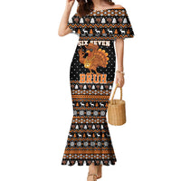 Thanksgiving Turkey Six Seven Bruh Family Matching Mermaid Dress and Hawaiian Shirt Meme Gen Alpha Slang - Wonder Print Shop