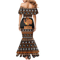 Thanksgiving Turkey Six Seven Bruh Family Matching Mermaid Dress and Hawaiian Shirt Meme Gen Alpha Slang - Wonder Print Shop