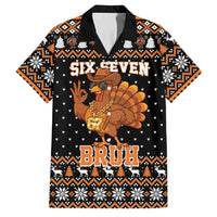 Thanksgiving Turkey Six Seven Bruh Family Matching Off The Shoulder Long Sleeve Dress and Hawaiian Shirt Meme Gen Alpha Slang - Wonder Print Shop
