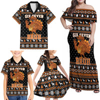 Thanksgiving Turkey Six Seven Bruh Family Matching Off Shoulder Maxi Dress and Hawaiian Shirt Meme Gen Alpha Slang - Wonder Print Shop