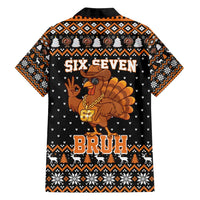 Thanksgiving Turkey Six Seven Bruh Family Matching Off Shoulder Maxi Dress and Hawaiian Shirt Meme Gen Alpha Slang - Wonder Print Shop