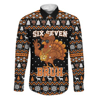Thanksgiving Turkey Six Seven Bruh Family Matching Off Shoulder Maxi Dress and Hawaiian Shirt Meme Gen Alpha Slang - Wonder Print Shop