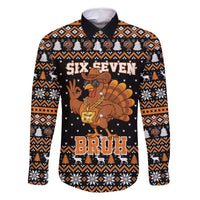 Thanksgiving Turkey Six Seven Bruh Family Matching Off Shoulder Short Dress and Hawaiian Shirt Meme Gen Alpha Slang - Wonder Print Shop