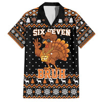 Thanksgiving Turkey Six Seven Bruh Family Matching Puletasi and Hawaiian Shirt Meme Gen Alpha Slang - Wonder Print Shop