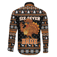 Thanksgiving Turkey Six Seven Bruh Family Matching Puletasi and Hawaiian Shirt Meme Gen Alpha Slang - Wonder Print Shop