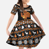 Thanksgiving Turkey Six Seven Bruh Family Matching Short Sleeve Bodycon Dress and Hawaiian Shirt Meme Gen Alpha Slang - Wonder Print Shop