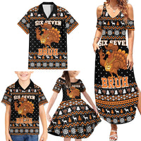 Thanksgiving Turkey Six Seven Bruh Family Matching Summer Maxi Dress and Hawaiian Shirt Meme Gen Alpha Slang - Wonder Print Shop