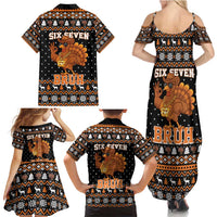 Thanksgiving Turkey Six Seven Bruh Family Matching Summer Maxi Dress and Hawaiian Shirt Meme Gen Alpha Slang - Wonder Print Shop