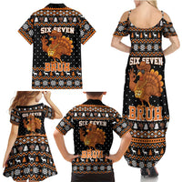 Thanksgiving Turkey Six Seven Bruh Family Matching Summer Maxi Dress and Hawaiian Shirt Meme Gen Alpha Slang - Wonder Print Shop