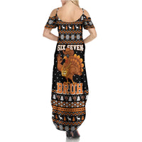 Thanksgiving Turkey Six Seven Bruh Family Matching Summer Maxi Dress and Hawaiian Shirt Meme Gen Alpha Slang - Wonder Print Shop