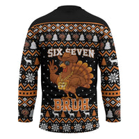 Thanksgiving Turkey Six Seven Bruh Hockey Jersey Meme Gen Alpha Slang - Wonder Print Shop