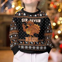 Thanksgiving Turkey Six Seven Bruh Kid Ugly Christmas Sweater Meme Gen Alpha Slang - Wonder Print Shop