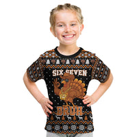 Thanksgiving Turkey Six Seven Bruh Kid T Shirt Meme Gen Alpha Slang - Wonder Print Shop