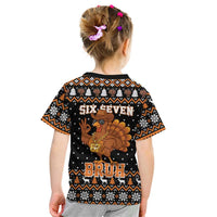 Thanksgiving Turkey Six Seven Bruh Kid T Shirt Meme Gen Alpha Slang - Wonder Print Shop