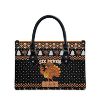 Thanksgiving Turkey Six Seven Bruh Leather Bag Meme Gen Alpha Slang - Wonder Print Shop