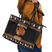 Thanksgiving Turkey Six Seven Bruh Leather Tote Bag Meme Gen Alpha Slang - Wonder Print Shop