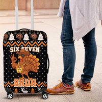 Thanksgiving Turkey Six Seven Bruh Luggage Cover Meme Gen Alpha Slang - Wonder Print Shop