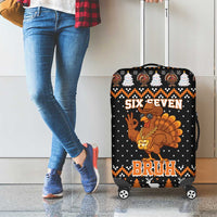 Thanksgiving Turkey Six Seven Bruh Luggage Cover Meme Gen Alpha Slang - Wonder Print Shop