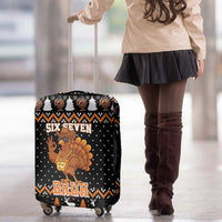 Thanksgiving Turkey Six Seven Bruh Luggage Cover Meme Gen Alpha Slang - Wonder Print Shop