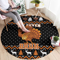 Thanksgiving Turkey Six Seven Bruh Round Carpet Meme Gen Alpha Slang - Wonder Print Shop