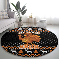 Thanksgiving Turkey Six Seven Bruh Round Carpet Meme Gen Alpha Slang - Wonder Print Shop