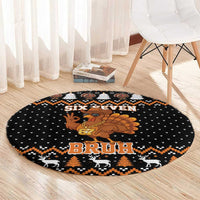Thanksgiving Turkey Six Seven Bruh Round Carpet Meme Gen Alpha Slang - Wonder Print Shop