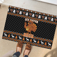 Thanksgiving Turkey Six Seven Bruh Rubber Doormat Meme Gen Alpha Slang - Wonder Print Shop