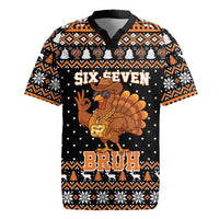 Thanksgiving Turkey Six Seven Bruh Rugby Jersey Meme Gen Alpha Slang - Wonder Print Shop