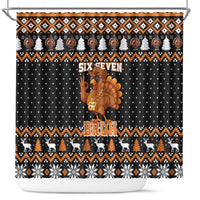 Thanksgiving Turkey Six Seven Bruh Shower Curtain Meme Gen Alpha Slang - Wonder Print Shop