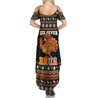 Thanksgiving Turkey Six Seven Bruh Summer Maxi Dress Meme Gen Alpha Slang - Wonder Print Shop