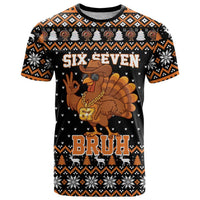 Thanksgiving Turkey Six Seven Bruh T Shirt Meme Gen Alpha Slang - Wonder Print Shop