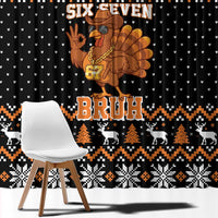 Thanksgiving Turkey Six Seven Bruh Window Curtain Meme Gen Alpha Slang - Wonder Print Shop