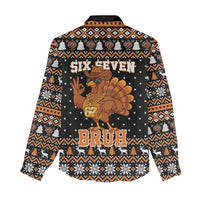 Thanksgiving Turkey Six Seven Bruh Women Casual Shirt Meme Gen Alpha Slang - Wonder Print Shop