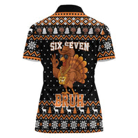 Thanksgiving Turkey Six Seven Bruh Women Polo Shirt Meme Gen Alpha Slang - Wonder Print Shop