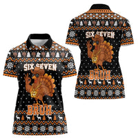 Thanksgiving Turkey Six Seven Bruh Women Polo Shirt Meme Gen Alpha Slang - Wonder Print Shop