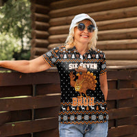 Thanksgiving Turkey Six Seven Bruh Women Polo Shirt Meme Gen Alpha Slang - Wonder Print Shop